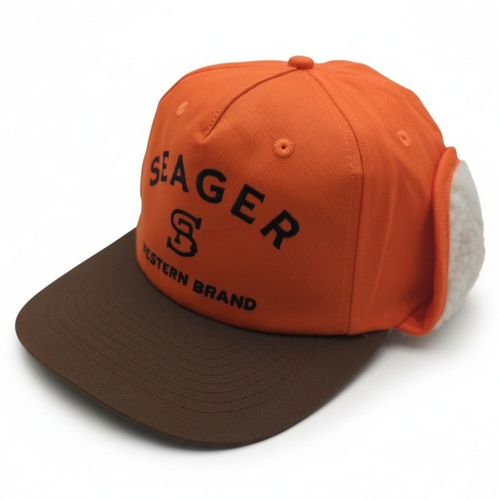 Seager Western Brand Flapjack Hat Orange Brown Sherpa Ear Flaps MHF25BRANDFLAP
